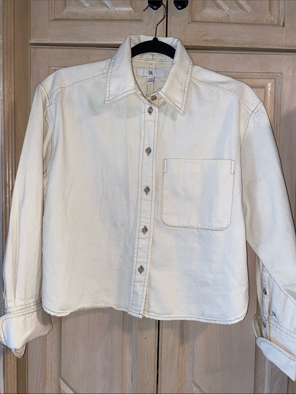 Banana Republic Cream Button-Front Cropped Jean Jackett size XS